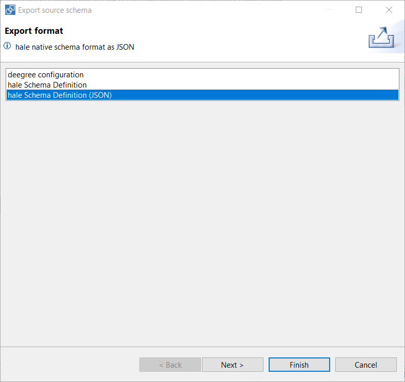 hale»studio screenshot for JSON format export