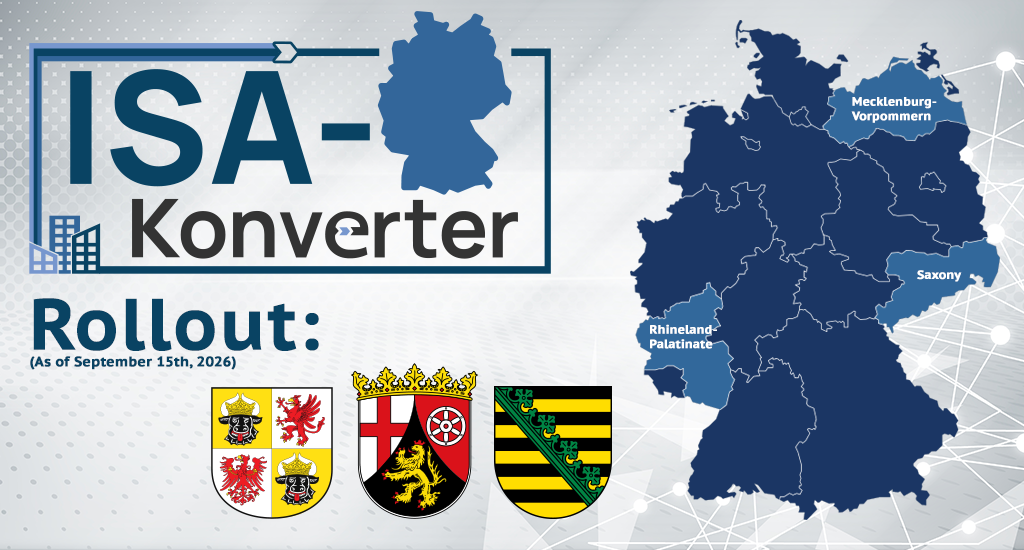 The rollout of the ISA-Konverter as of September 15th, 2026: Mecklenburg-Vorpommern, Rhineland-Palatinate, and Saxony.