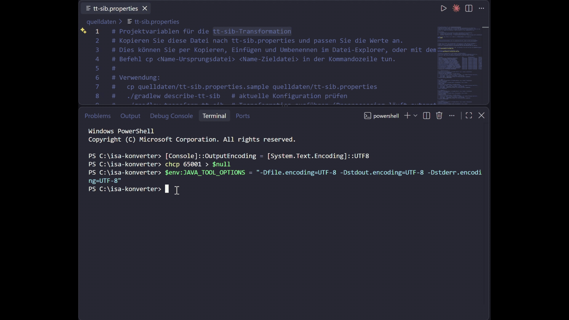 Animiertes GIF, das die „inspect“-Funktion in der hale»cli Kommandozeilen-Interface des ISA-Konverters zeigt.
